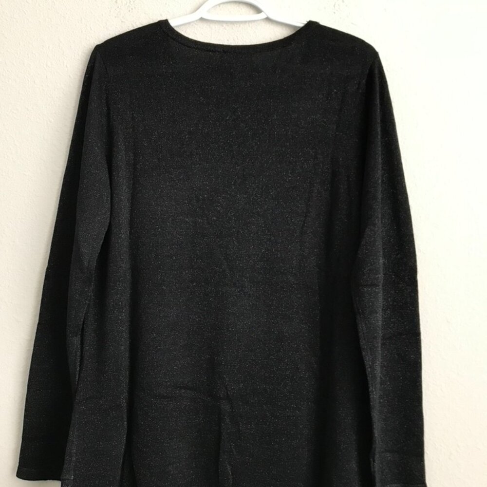 Belle by Kim Gravel Lurex Side Twist Hem Sweater - Black (Sz M) a555504 - Picture 3 of 3